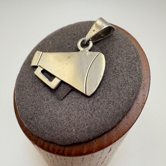 VTG Solid Sterling Silver 925 Megaphone Horn Charm Pendant Size 1" Length - Picture 3 of 11